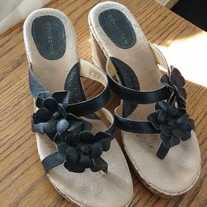 Covington 9M Black Wedge Sandals